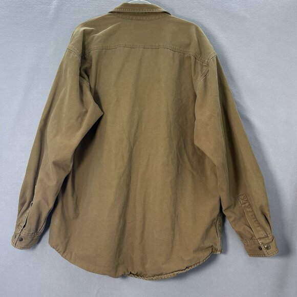 Carhartt Jacket Men’s Large Tall Flannel Lined Brown Snap Up‎ Vintage Workwear - Picture 5 of 10